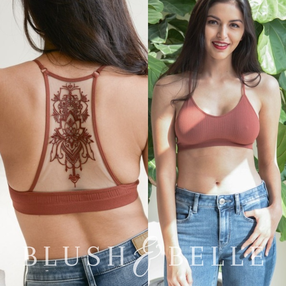 ⚠CLOSEOUT⚠ "Henna Darling" Tattoo Mesh Bralette - Picture 1 of 5